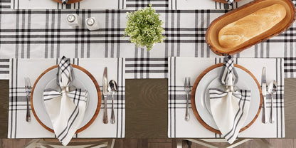 DII Home Sweet Farmhouse Plaid Tabletop Collection, Placemat Set, 13x19, French Stripe, Black