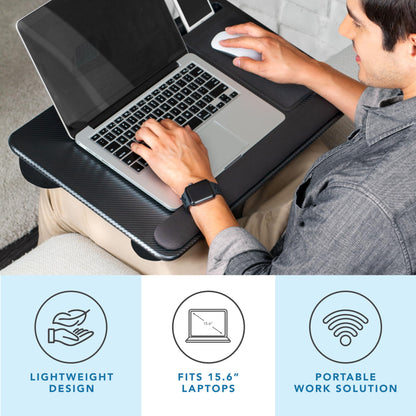 LAPGEAR Home Office Pro Lap Desk with Wrist Rest, Mouse Pad, and Phone Holder - Black Carbon - Fits up to 15.6 Inch Laptops - Style No. 91598