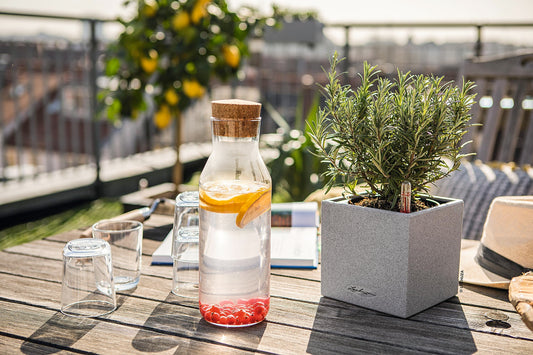 Lechuza Canto Stone 14 Self-Watering Table Planter with Water Level Indicator, Stone Grey