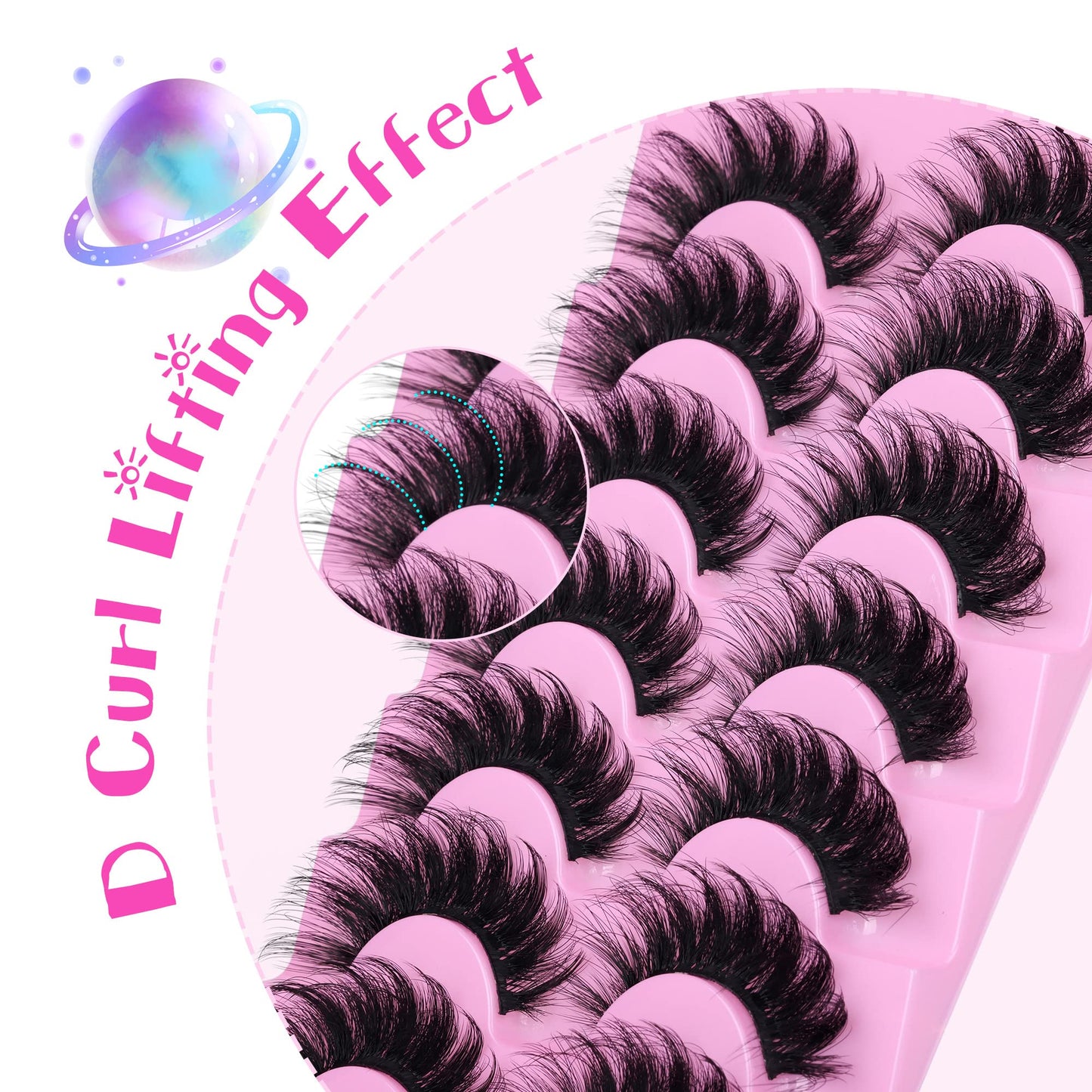 JIMIRE Faux Mink Lashes Fluffy Volume False Eyelashes Pack Dramatic Natural Look Wispy Cat Eye 18MM Fake Lashes 7 Pairs