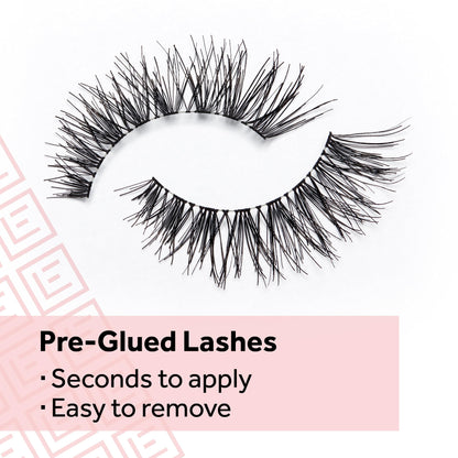 Eylure Press On Pre-Glued False Eyelashes, Wispy Light Texture Lash, No.117, 1 Pair