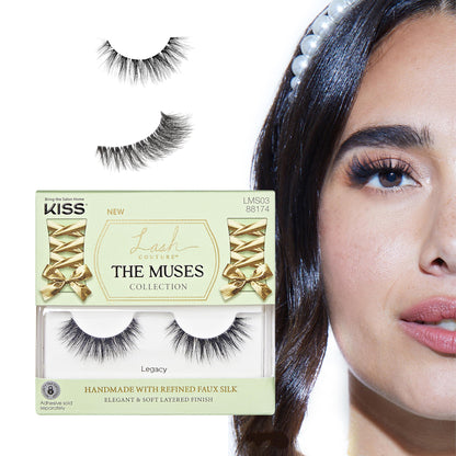 KISS Lash Couture The Muses Collection False Eyelashes, 'Legacy', 12 mm, Handmade, Refined Faux Silk, Contact Lens Friendly, Easy to Apply, Includes 1 Pair Reusable Strip Lashes