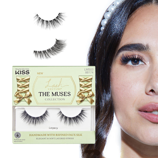 KISS Lash Couture The Muses Collection False Eyelashes, 'Legacy', 12 mm, Handmade, Refined Faux Silk, Contact Lens Friendly, Easy to Apply, Includes 1 Pair Reusable Strip Lashes