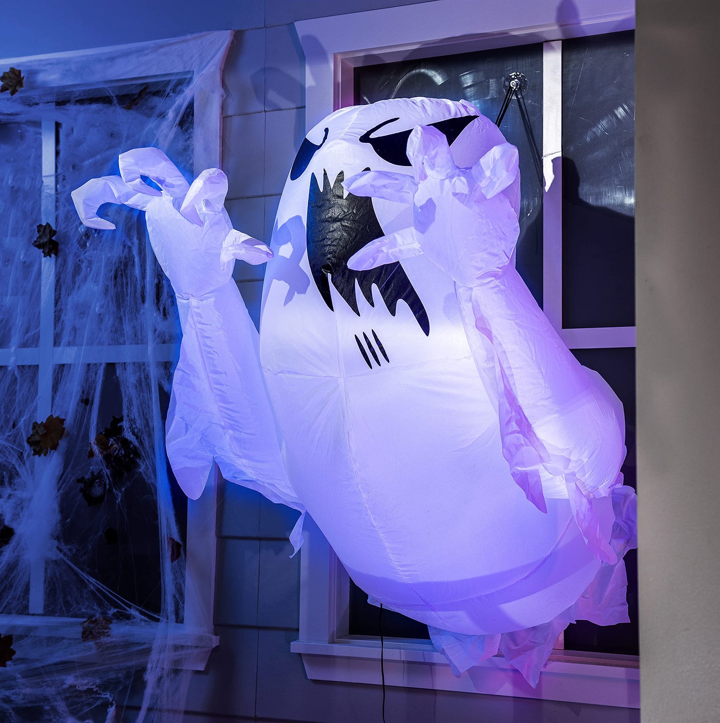 Joiedomi 4.5 FT Halloween Inflatable Scary Flying Ghost Broke Out from Window Inflatable with Build-in LED Blow Up Ghost for Halloween Party Indoor, Outdoor, Yard, Garden, Lawn Decoration