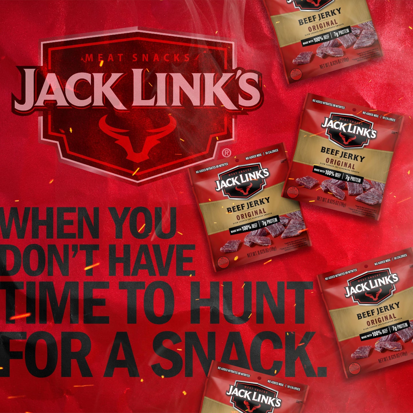 Jack Link's Beef Jerky, Original, Multipack Bags - Flavorful Meat Snacks for Lunches, Ready to Eat Protein Snacks, Individual Packs - 7g of Protein, Made with 100% Beef - 0.625 oz (Pack of 20)