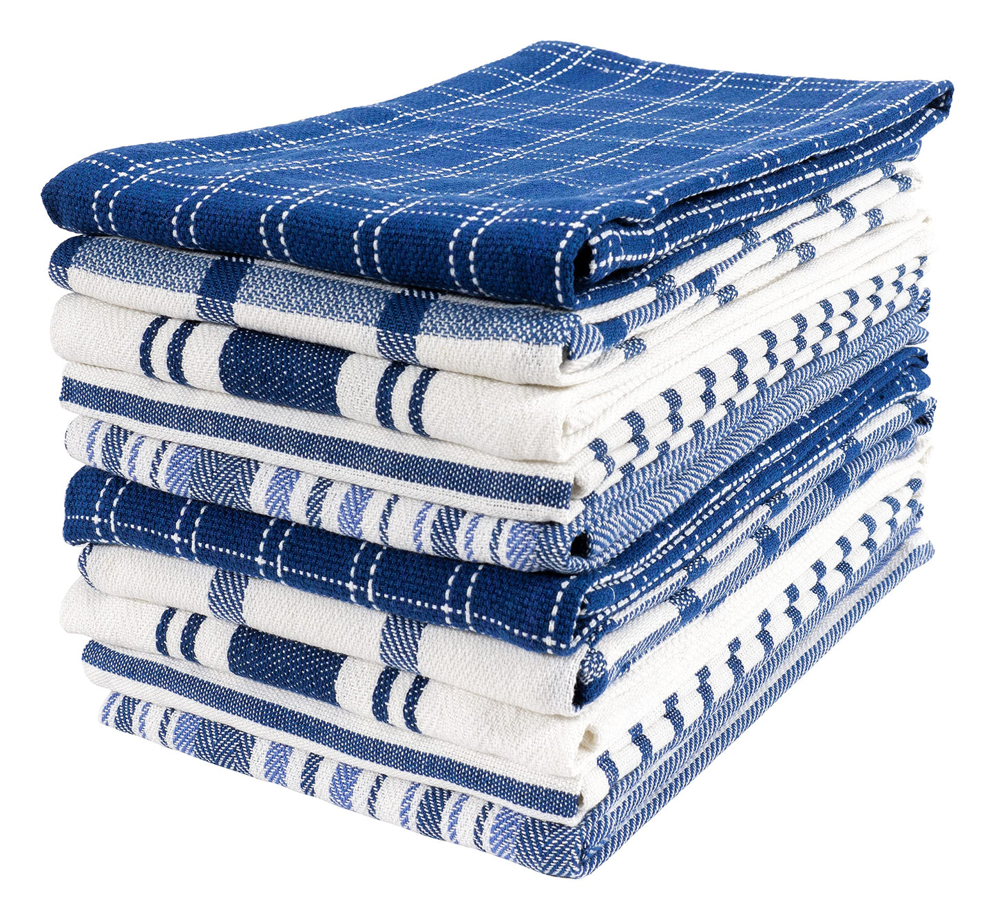 KAF Home Assorted Flat Kitchen Towels | 100% Cotton - 18 x 28 inches | Ultra Absorbent Soft Dish Towels | Perfect for Cooking, Cleaning, and Drying Hands (Navy, 10 Pack)