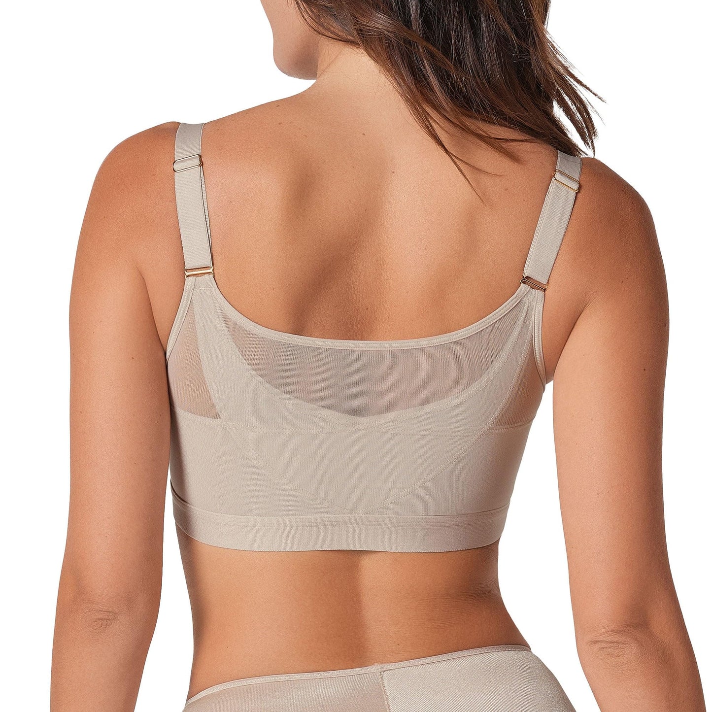Leonisa Posture Corrector Bra, Wireless Front Closure Posture Bra with Contour Cups – Back Support and Everyday Comfort, Beige, 34C