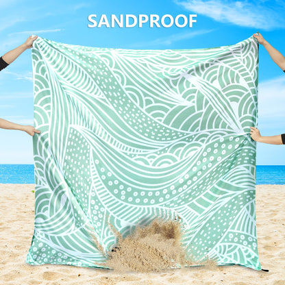 HIHOHO Beach Blanket Waterproof Sandproof Beach Mat for 1-8 Adults Quick Drying Durable Outdoor Picnic Mat for Beach Festival Travel Camping Hiking (LBL-Ripple, 79"×83"(4 Person))