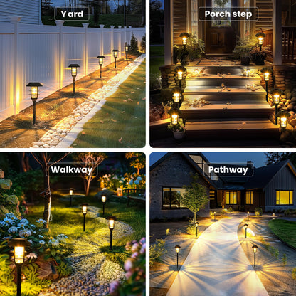 HMDecor Solar Garden Lights Outdoor,8 Pack Bright Solar Lights Outdoor Waterproof, Solar Powered Outdoor Decor for Yard, Pathway,Patio,Walkway,Driveway