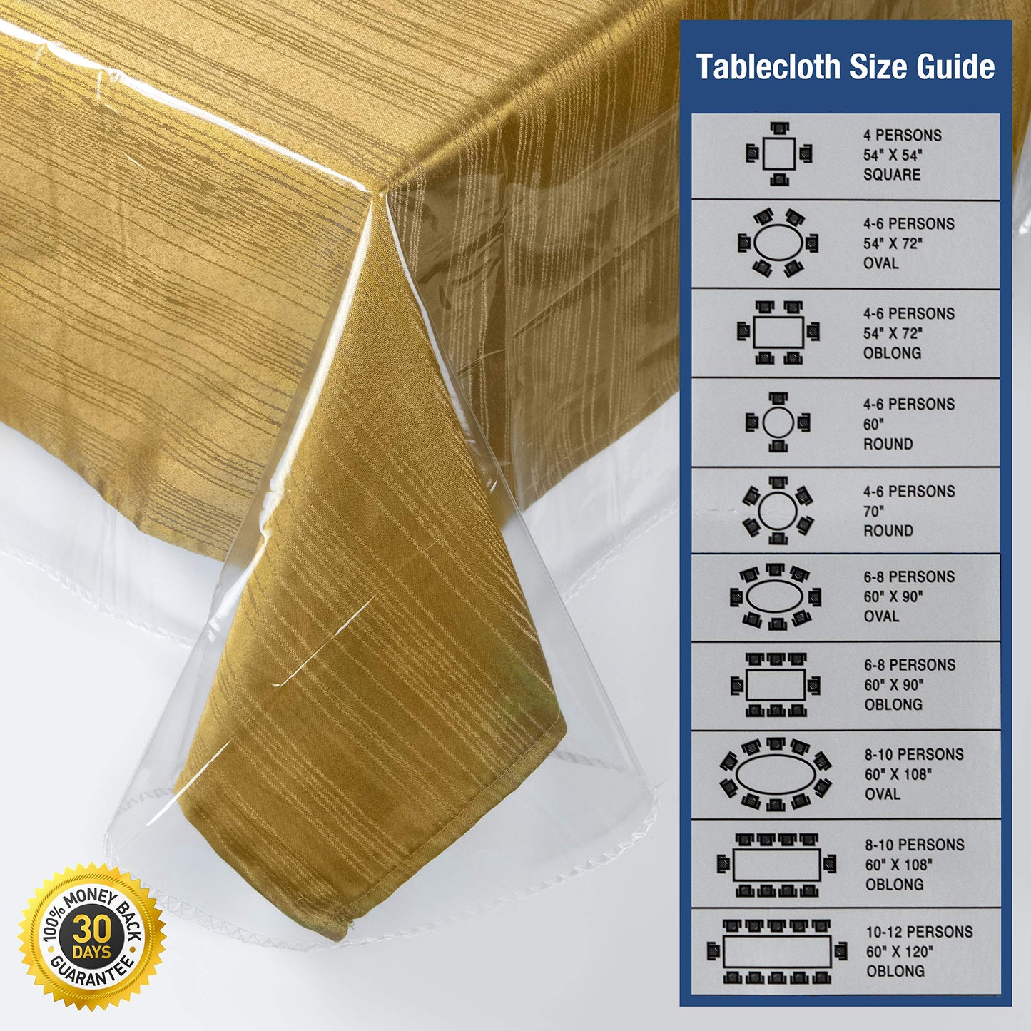 Elaine Karen Clear Plastic Table Cover Protector 100% Waterproof Table Protector Crystal Clear Plastic Tablecloth Cover for Dining Table Heavy Duty Vinyl, 60" x 90" Rectangle