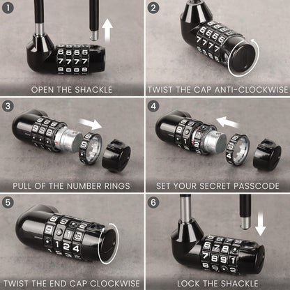 Kurtzy Combination Long Shackle Padlock - Long Gate Lock for Outdoor Fence/Gate with Resettable Code - Weatherproof Padlock for Door, Bicycles & Sheds