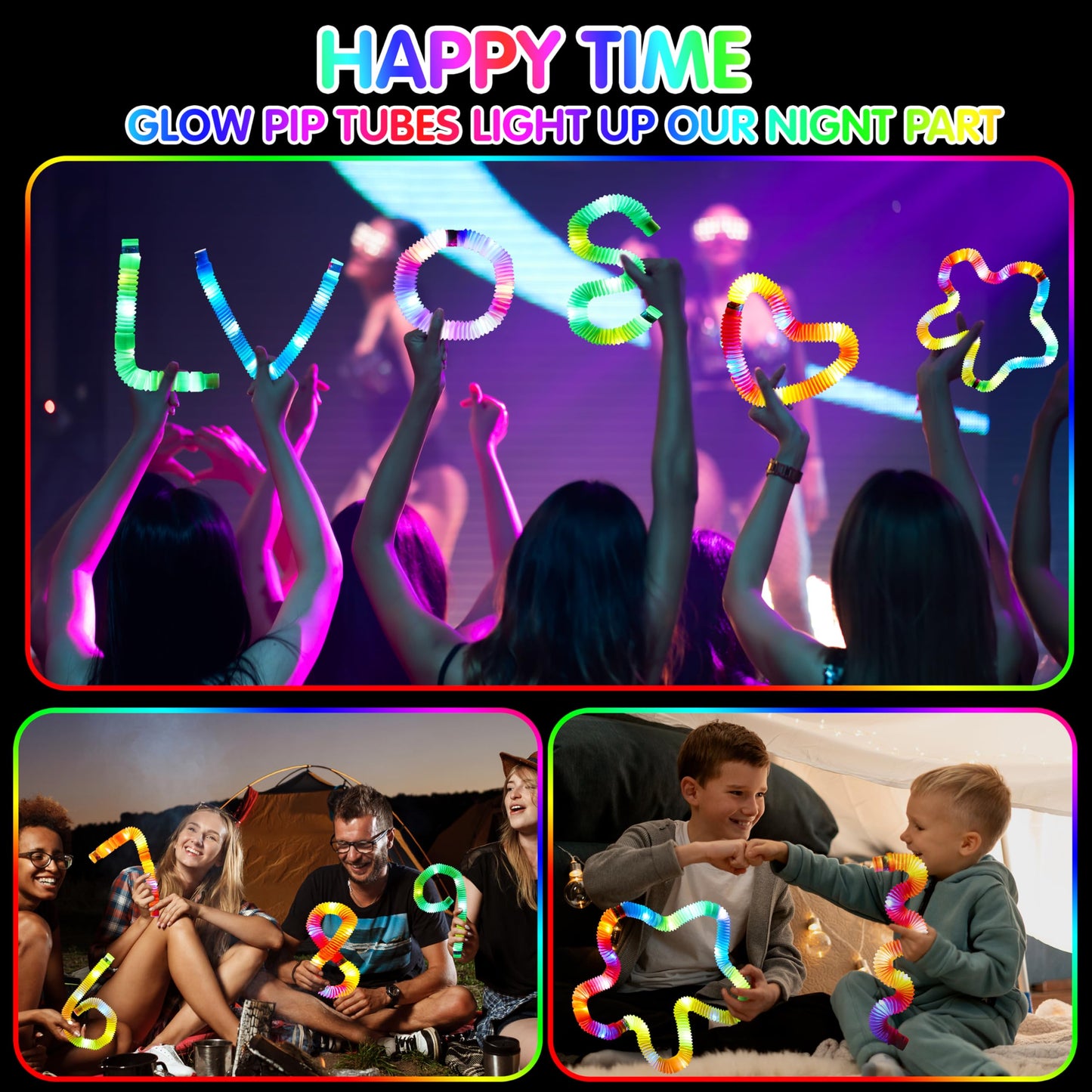JOYIN 18 Pack Halloween Glow Sticks Party Favors for Kids, Light Up Pop Tubes Glow Necklaces Bracelets Party Supplies for Toddlers Boys Girls Birthday Gifts, Christmas, Goodie bags