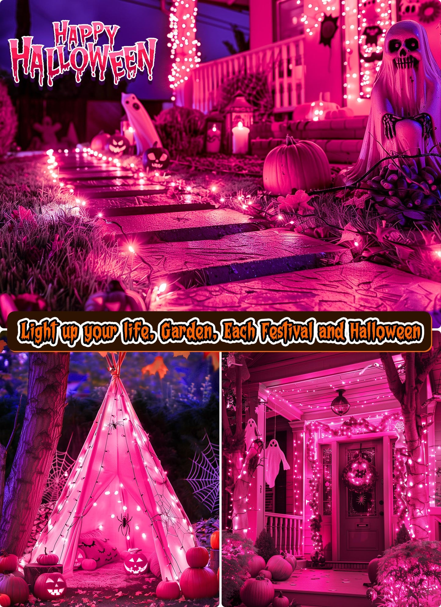 Purple Halloween Mini Lights, 50 Count 13 Feet Incandescent Bulb Mini String Lights, Connectable Halloween Light for Haunted House Ghost Party Holiday Window Indoor Outdoor Decoration, Purple