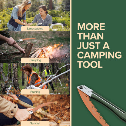 LAGOM Folding Camp Saw for Cutting Branches, 11.4" Curved Blade | SK5 Steel, Ergonomic Handle, One-Hand Use, Secure Lock | Foldable Pruning Tool for Camping, Gardening, Survival, Kayaking, Outdoors
