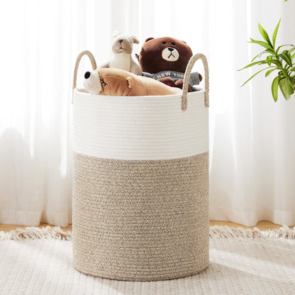 Cotton Rope Laundry Basket by YOUDENOVA, 72L Woven Collapsible Laundry Hamper, Clothes Hamper with Reinforced Handles in the Laundry Room, Bedroom, Bathroom, Brown