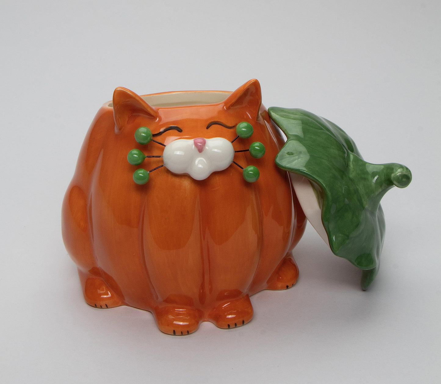 Cosmos Gifts Fine Ceramic Whisker Pumpkin Cat Candy Treat Bowl, 7-1/4" H