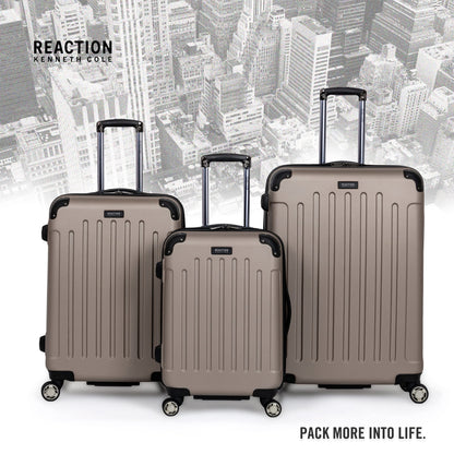 Kenneth Cole REACTION Renegade Luggage Expandable 8-Wheel Spinner Lightweight Hardside Suitcase, Champagne, 3-Piece Set (20"/24"/28")