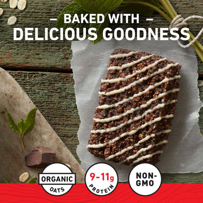 CLIF BAR - Cool Mint Chocolate with Caffeine - Made with Organic Oats - 10g Protein - Non-GMO - Plant Based - Energy Bars - 2.4 oz. (6 Pack)