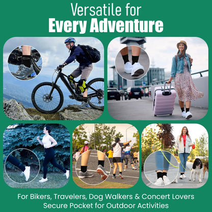 Flippysox Zipper Sock Wallet - Cotton & Polyester Zipper Socks with Pockets - Fits shoe size 6-13 (Black)