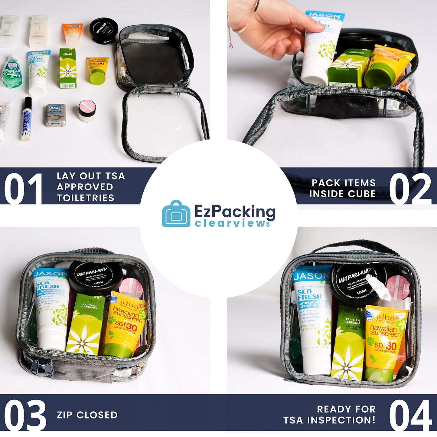 EzPacking Clear TSA Approved 3-1-1 Travel Toiletry Bag for Carry On/Quart Size Transparent Liquids Pouch for Airport Security/Reusable See Through Vinyl & PVC Plastic Organizer Men Women (Turquoise)