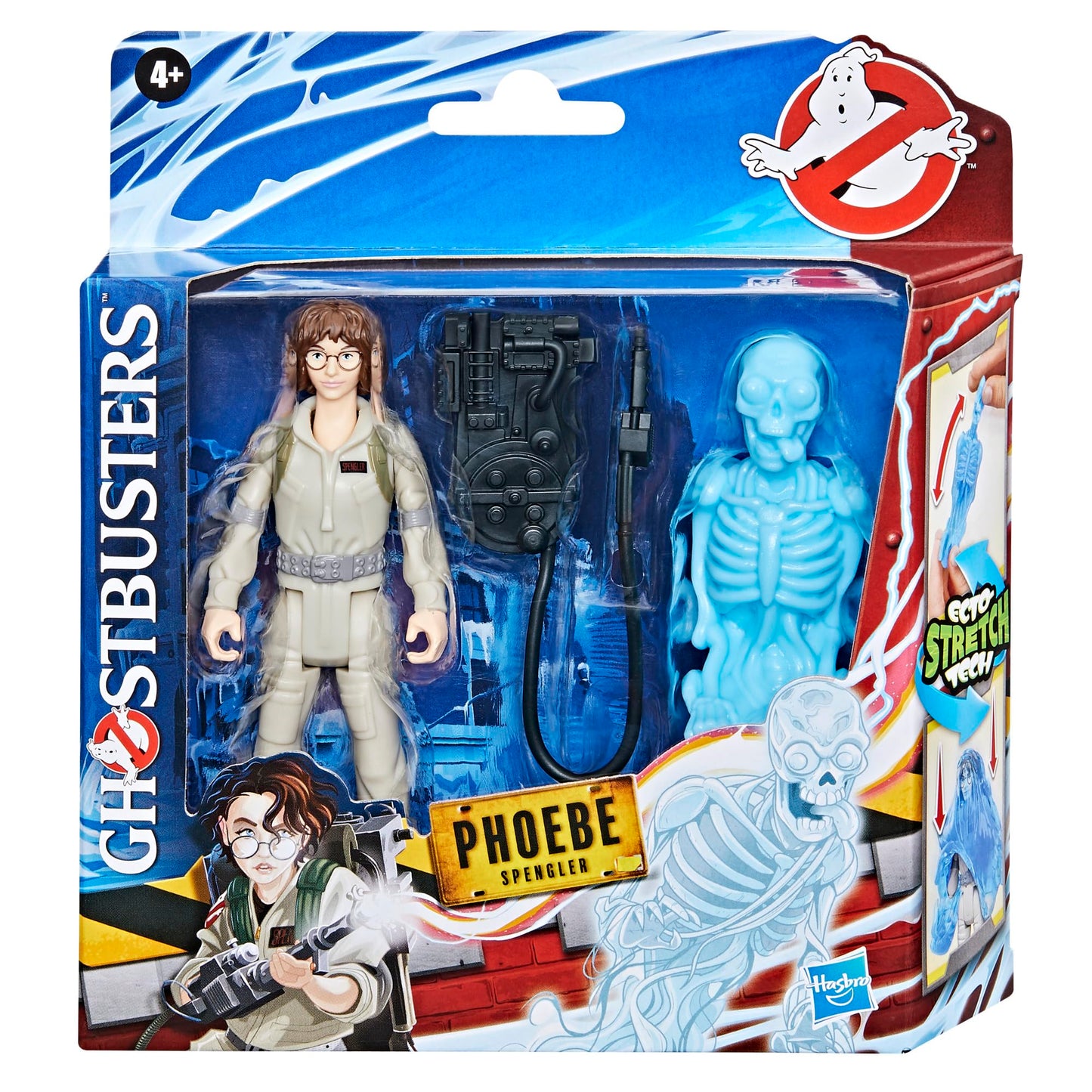 Ghostbusters Fright Features Phoebe Spengler Action Figure with Ecto-Stretch Tech Bonesy Ghost Toy Accessory, Toys for Kids Ages 4+