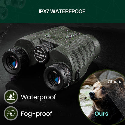 12x30 Compact HD Binoculars for Adults High Powered - Large View Binoculars with Clear Low Light Vision - Super Bright Lightweight & Waterproof Binocular for Bird Watching Travel Hunting