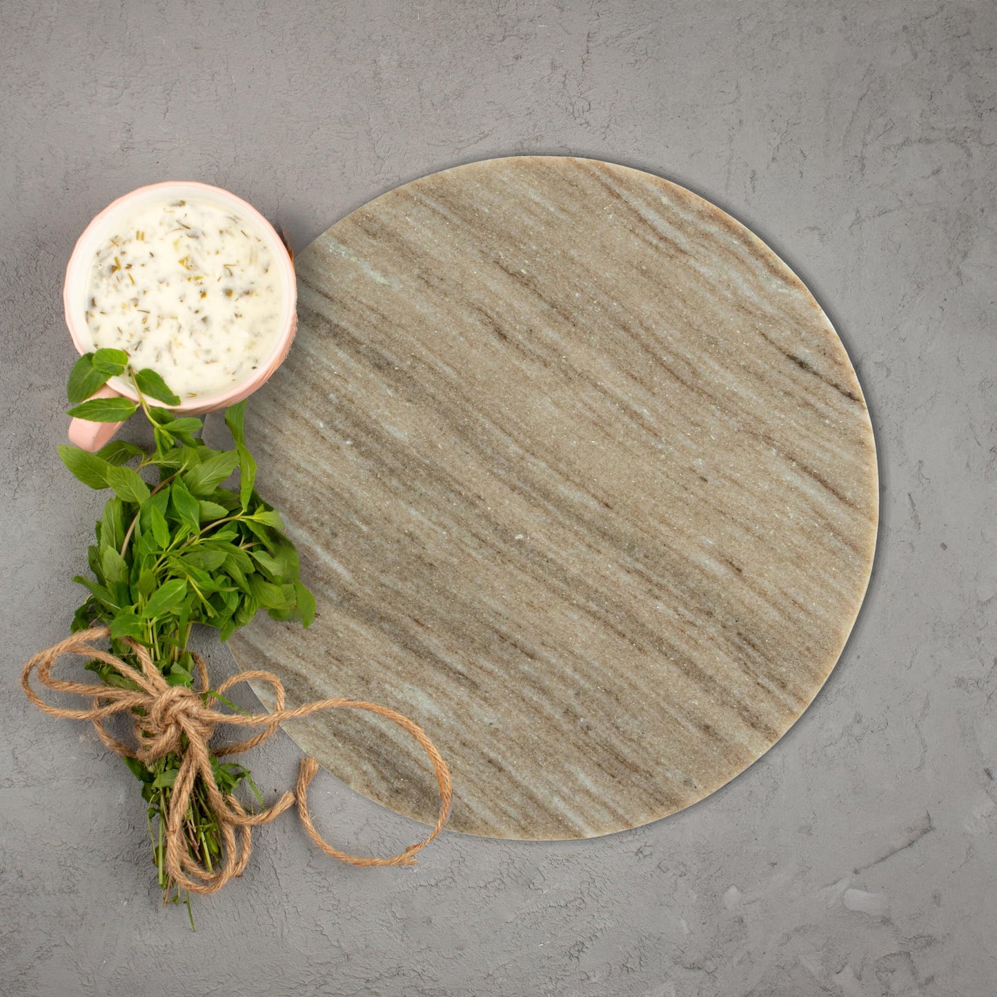 Creative Co-Op Round Marble Charcuterie or Cutting Board, Beige