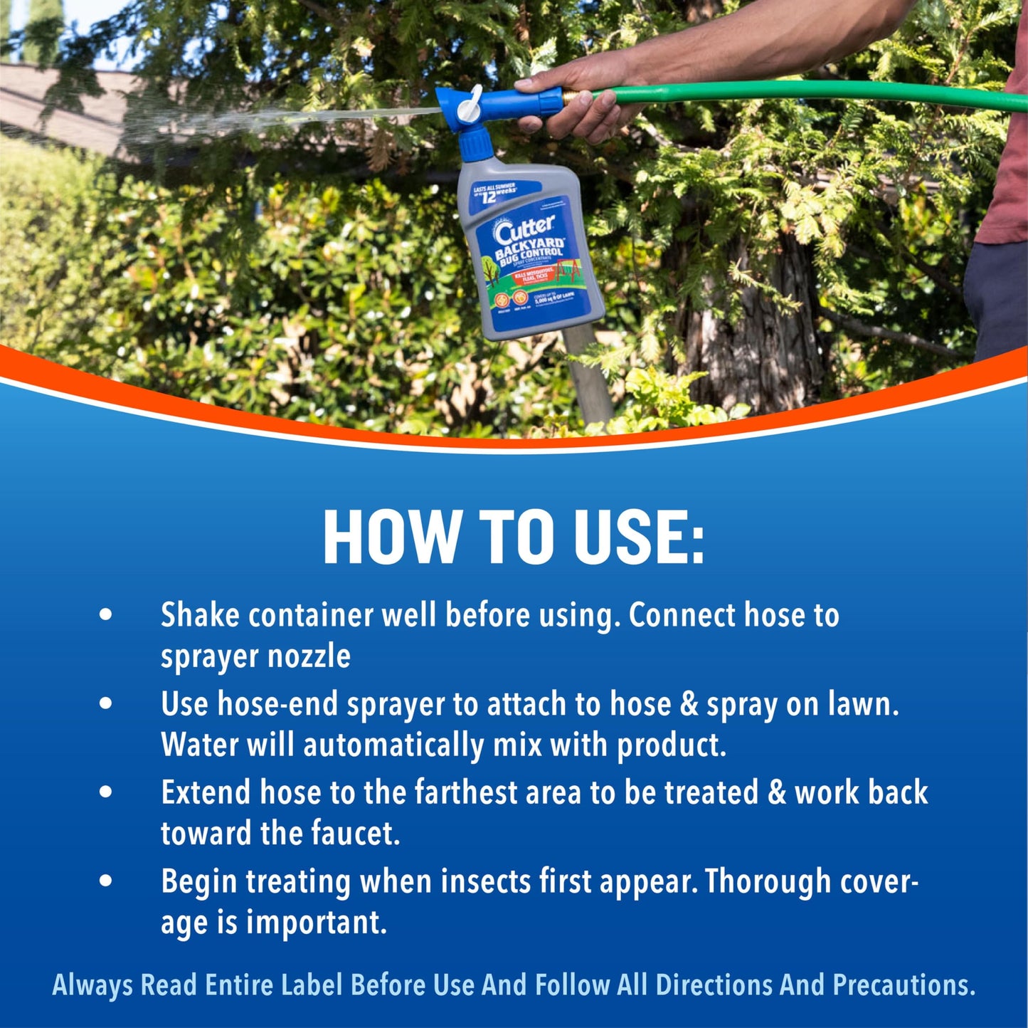 Cutter Backyard Bug Control Spray Concentrate, Mosquito Repellent, Kills Mosquitoes, Fleas & Listed Ants, 32 fl Ounce