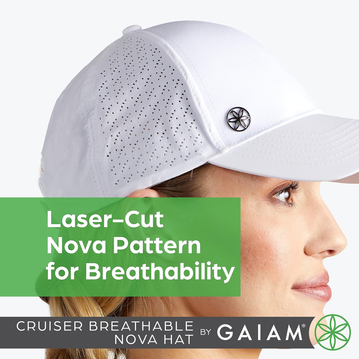 Gaiam White Baseball Cap for Women - Cruiser Breathable Nova Design, Lightweight Cute Women's Ball Cap, Easily Adjustable Trendy White Women's Hat for Summer & Beach