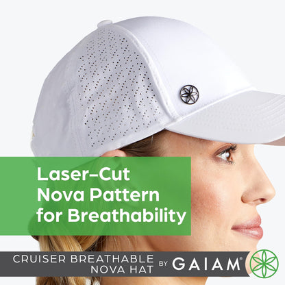 Gaiam White Baseball Cap for Women - Cruiser Breathable Nova Design, Lightweight Cute Women's Ball Cap, Easily Adjustable Trendy White Women's Hat for Summer & Beach