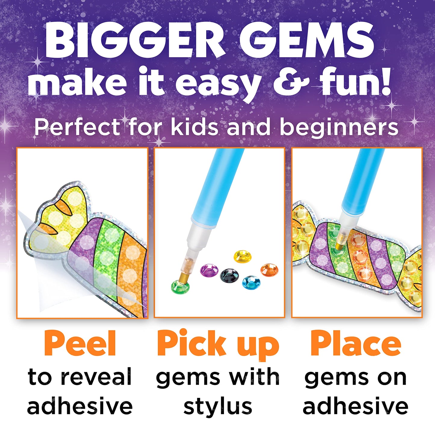 Creativity for Kids Big Gem Diamond Painting Kit - Halloween Stickers and Suncatchers - Spooky DIY Crafts for Kids, Trick or Treat Activities and Gifts for Kids (Ages 6+)