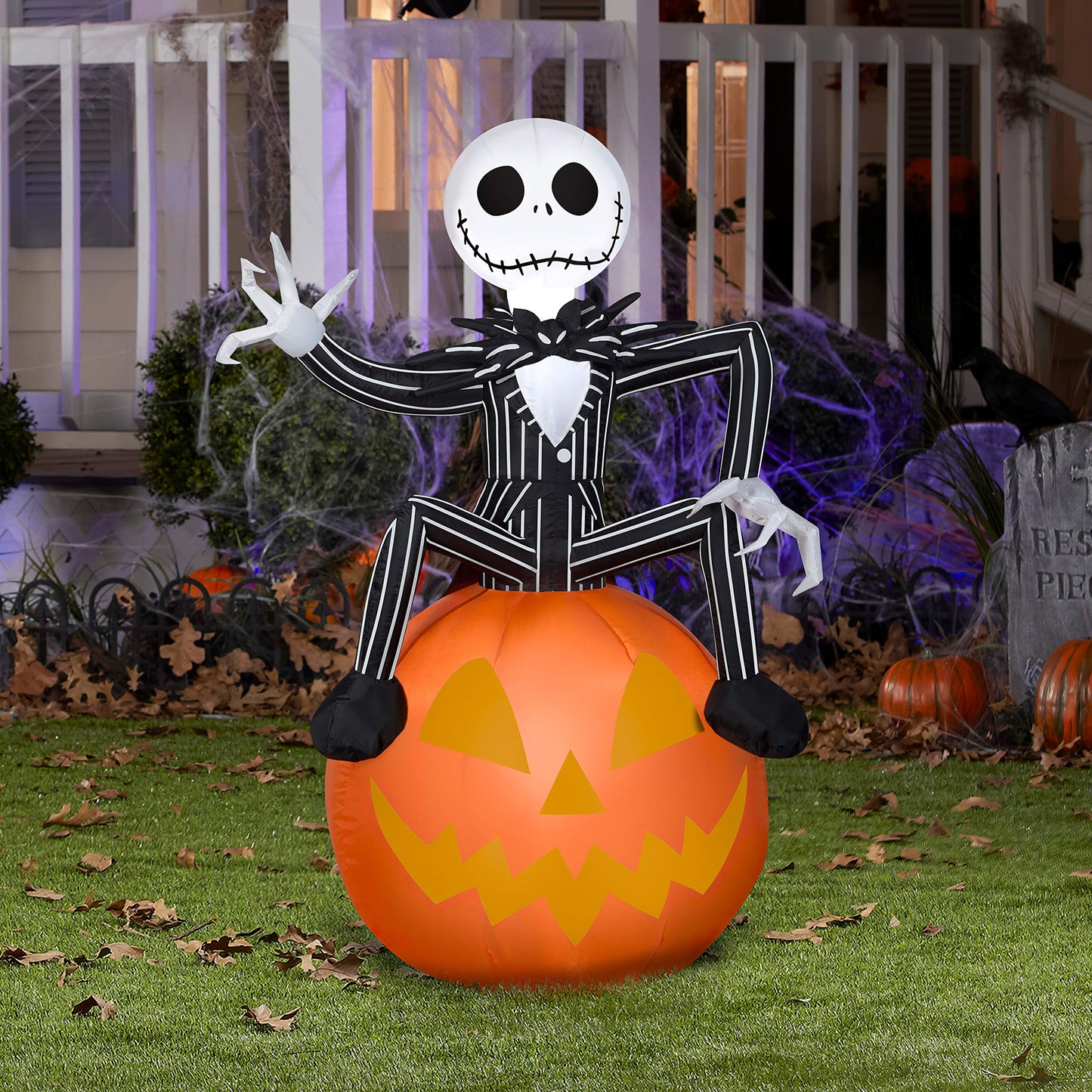 Gemmy 3.5ft Airblown Inflatable Nightmare Before Christmas Jack Skellington on Pumpkin Disney