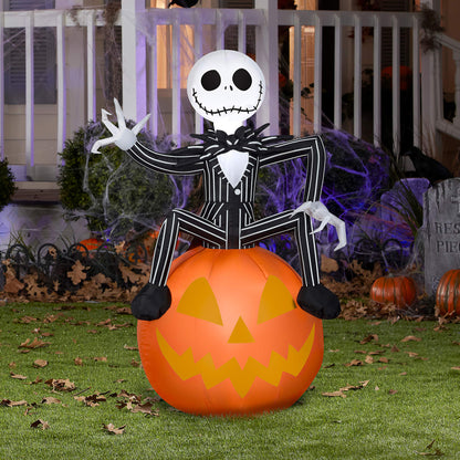 Gemmy 3.5ft Airblown Inflatable Nightmare Before Christmas Jack Skellington on Pumpkin Disney