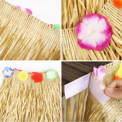 Fovths 6 Pack Luau Grass Table Skirt Natural 9 Feet x 29.5 Inch Hawaiian Table Skirt for Tropical Hawaiian Party Decorations Luau Party Costume Party, Straw Yellow