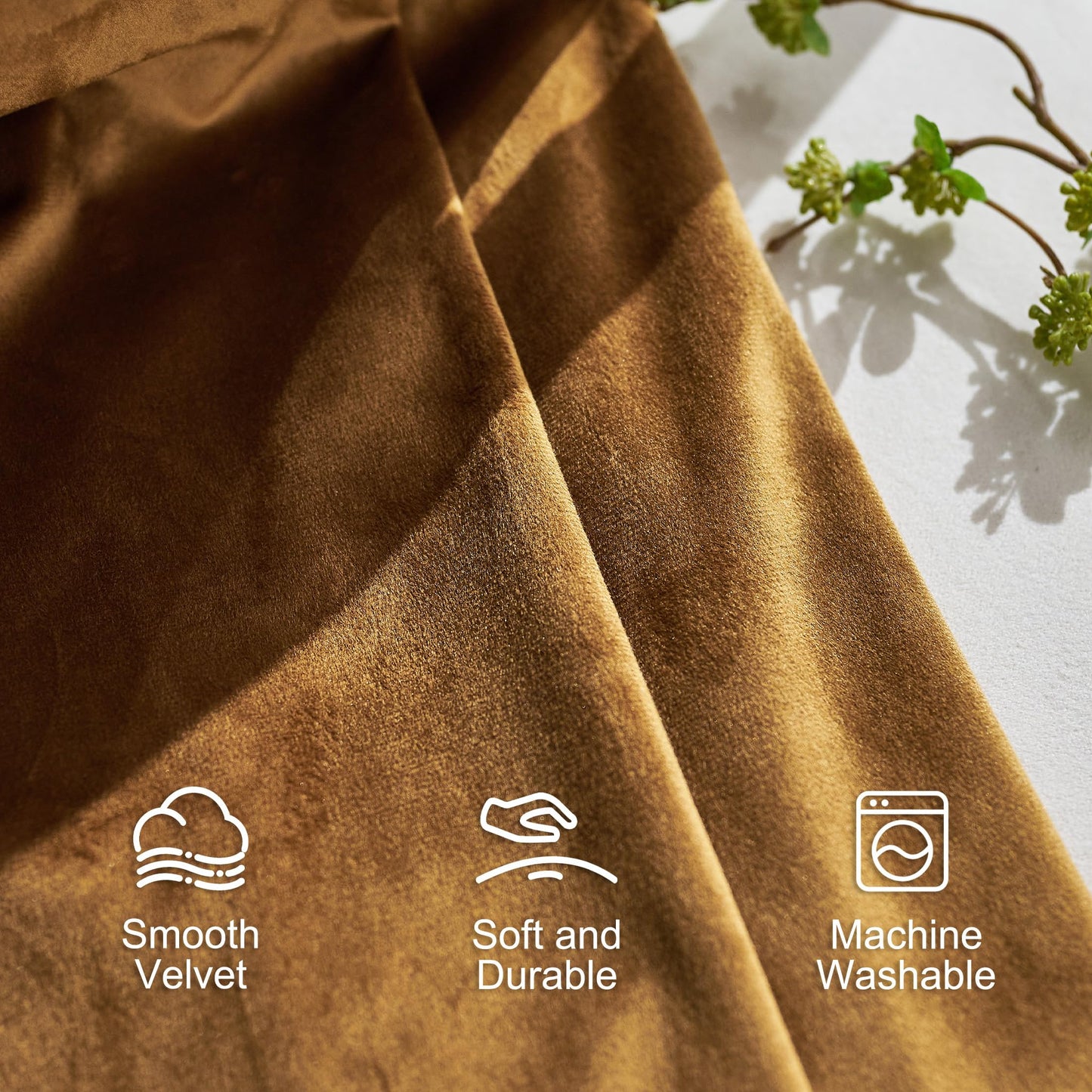 Lazzzy Velvet Blackout Curtains Brown Thermal Insulated Curtains 84 Room Window Drapes Super Soft Luxury Curtains for Living Room Bedroom Rod Pocket 2 Panels 84 Inch Long Gold Brown