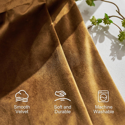 Lazzzy Velvet Blackout Curtains Brown Thermal Insulated Curtains 84 Room Window Drapes Super Soft Luxury Curtains for Living Room Bedroom Rod Pocket 2 Panels 84 Inch Long Gold Brown