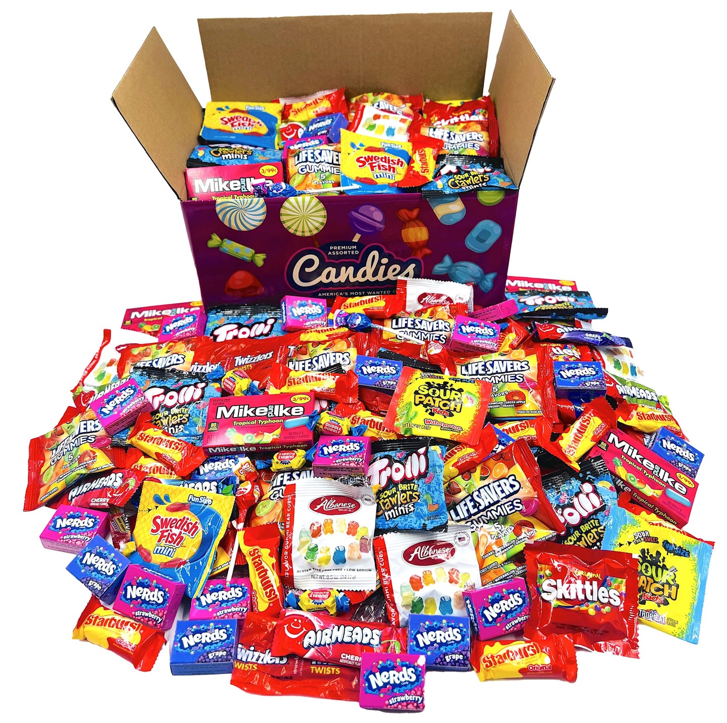 HUGE Assorted Candy PARTY MIX BOX 6.50 LBS/104 OZ Over 255 Individually Wrapped Candies of All Time America's Most (104)