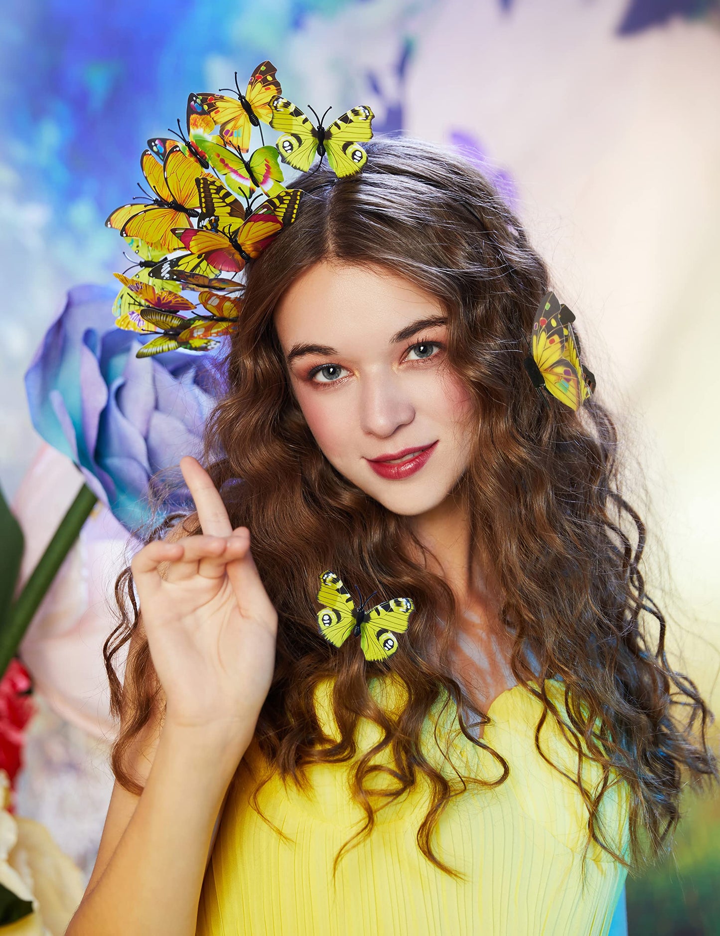 Coucoland Butterfly Fascinator Hat Monarch Butterfly Headband Crown Tea Party Halloween Costume Headpiece