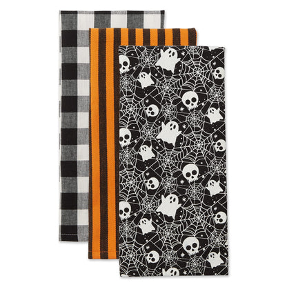 DII Halloween Hand Towels for The Kitchen Decorative Spooky & Fun Cotton Printed Dishtowel Set, 18x28, Haunted Objects, 2 Count