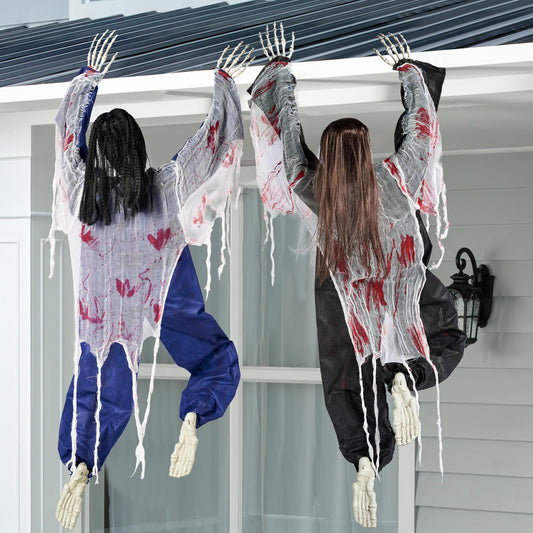 JOYIN 47" Halloween Climbing Zombies Wall Decoration Outdoor (2 Pcs), Halloween Zombie Undead for Haunted House Prop, Yard Patio Wall Decoration Party Supplies