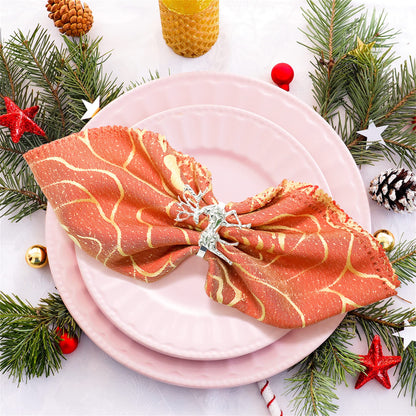 FKSWTV 6 Pack 3D Silver Reindeer Elk Napkin Rings Metal Holiday Fall Thanksgiving Christmas Halloween Wedding Home Table Decorations