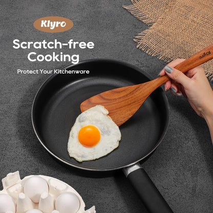 KLYRO Kitchen Utensils Set, 7 Piece Premium Cooking Utensils Set, Durable Non-Stick Wooden Spoons for Cooking, Kitchen Essentials for New Home