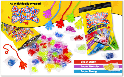 75 Pcs Bulk Sticky Hands for Kids - Mini Slappy Slap Little Small Hands Sticky Toy - Boys & Girls Goodie Bags Stuffers Party Favors for Birthday, Halloween, Treasure Box, Carnival Prizes Rewards