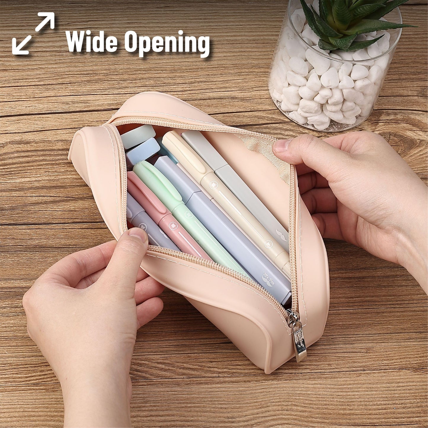 Mr. Pen- Silicone Pencil Case, Malibu Dune Color, Aesthetic Pencil Bag for Women, Makeup Pouch