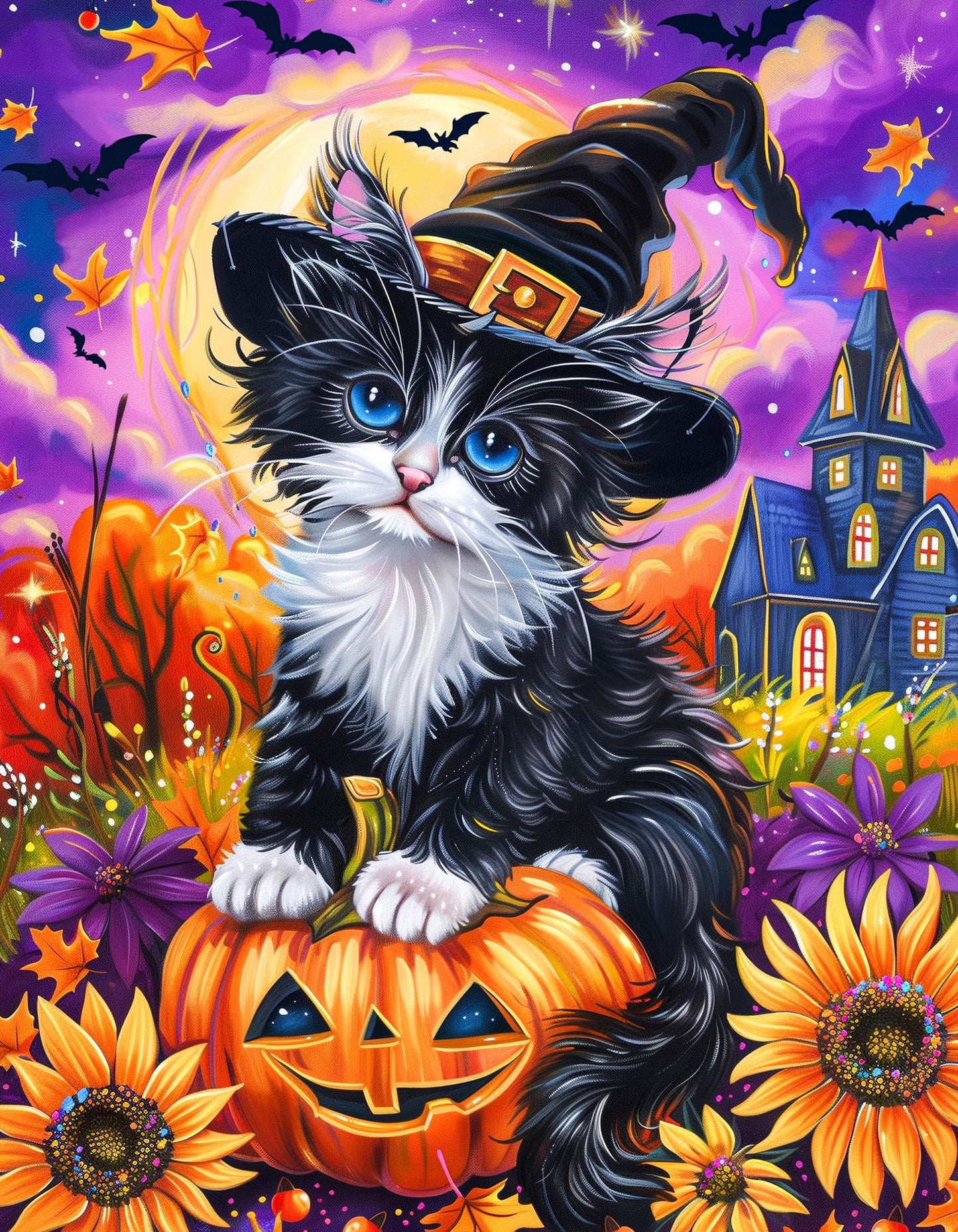 100 Piece Puzzles for Kids, Halloween Cat 100 Piece Puzzles for Adults, Cute Kitten Halloween 100 Pieces Puzzle for Kids Ages 4-8, Jigsaw Puzzle for Seniors Teens Brain Teaser