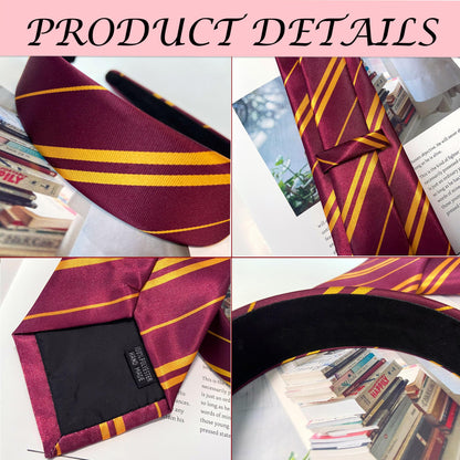 kitihoney Halloween Costume Accessories Women Vivid Burgundy Red and Yellow Stripe Headband Tie Adult Cosplay Party Hair Accessory