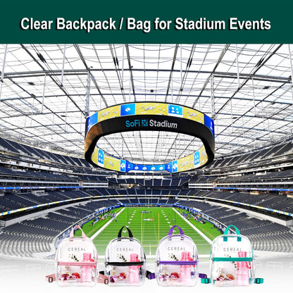 Keepcross Purple Small Mini Clear Backpack for Girls Kids - Cute Plastic Clear Bag Stadium Approved Great for Festival Sport Events Concerts Beach Travel
