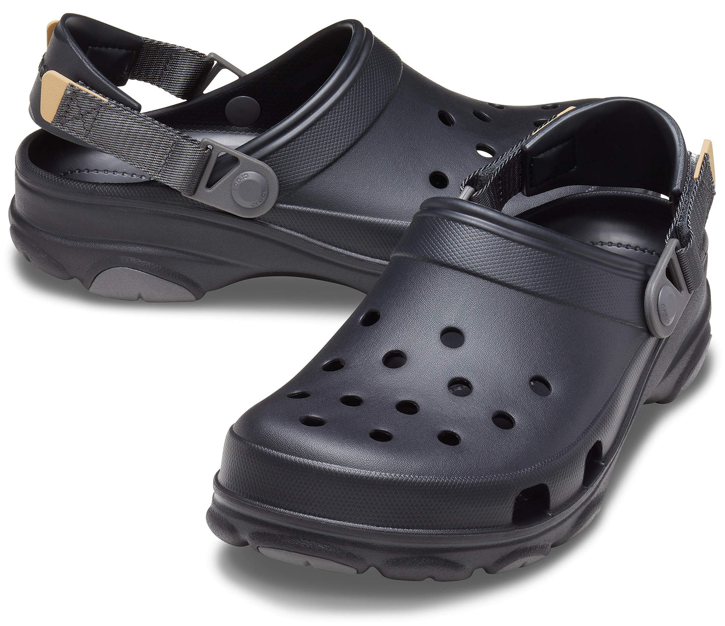 Crocs Unisex-Adult All Terrain Clogs with Adjustable Heel Strap, Black, 5 Men/7 Women