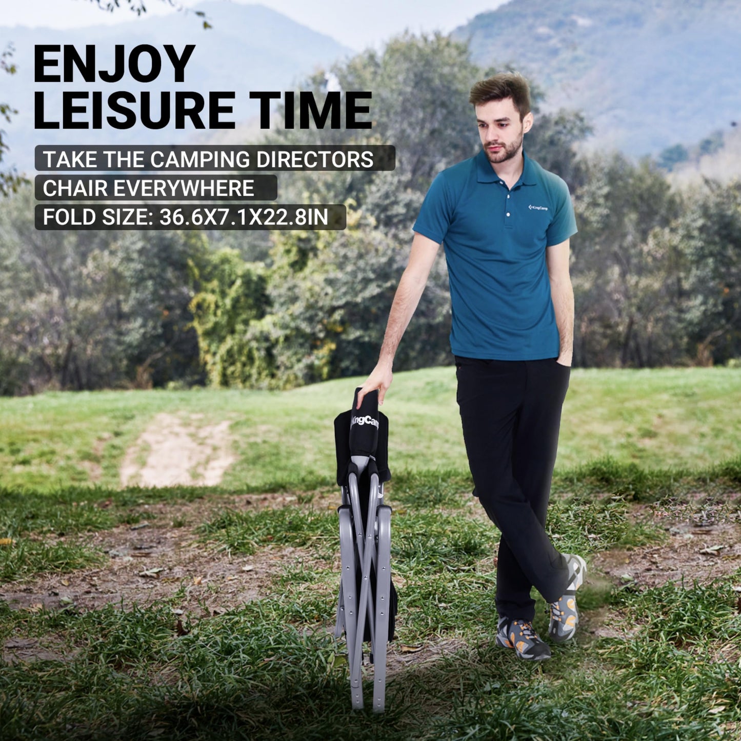 KingCamp Heavy Duty Camping Director Chair Outdoor Folding Chairs for Adults Oversized Camp Chair with Side Table, Cooler Bag, Padded Arms, for Fishing Sports Beach Picnic, Iron, Support 330lbs