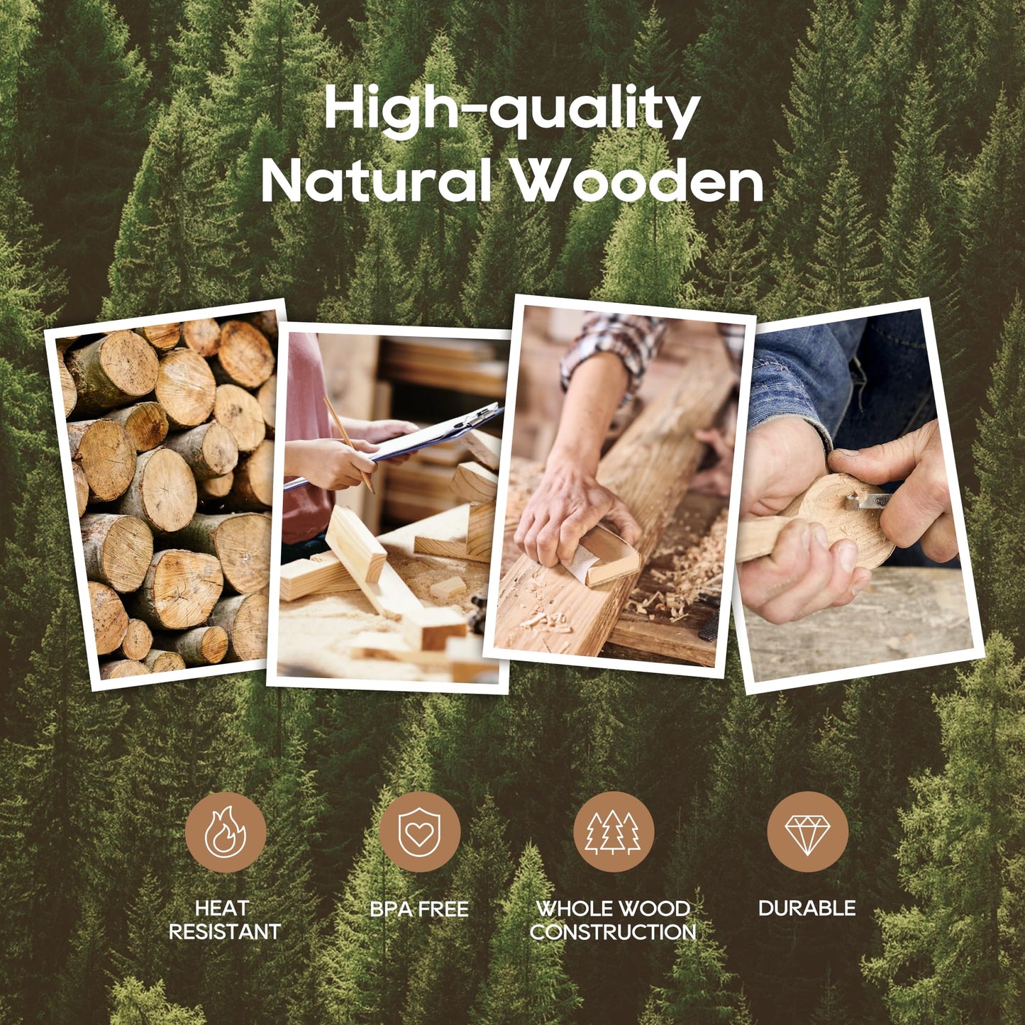 KLYRO Kitchen Utensils Set, 7 Piece Premium Cooking Utensils Set, Durable Non-Stick Wooden Spoons for Cooking, Kitchen Essentials for New Home